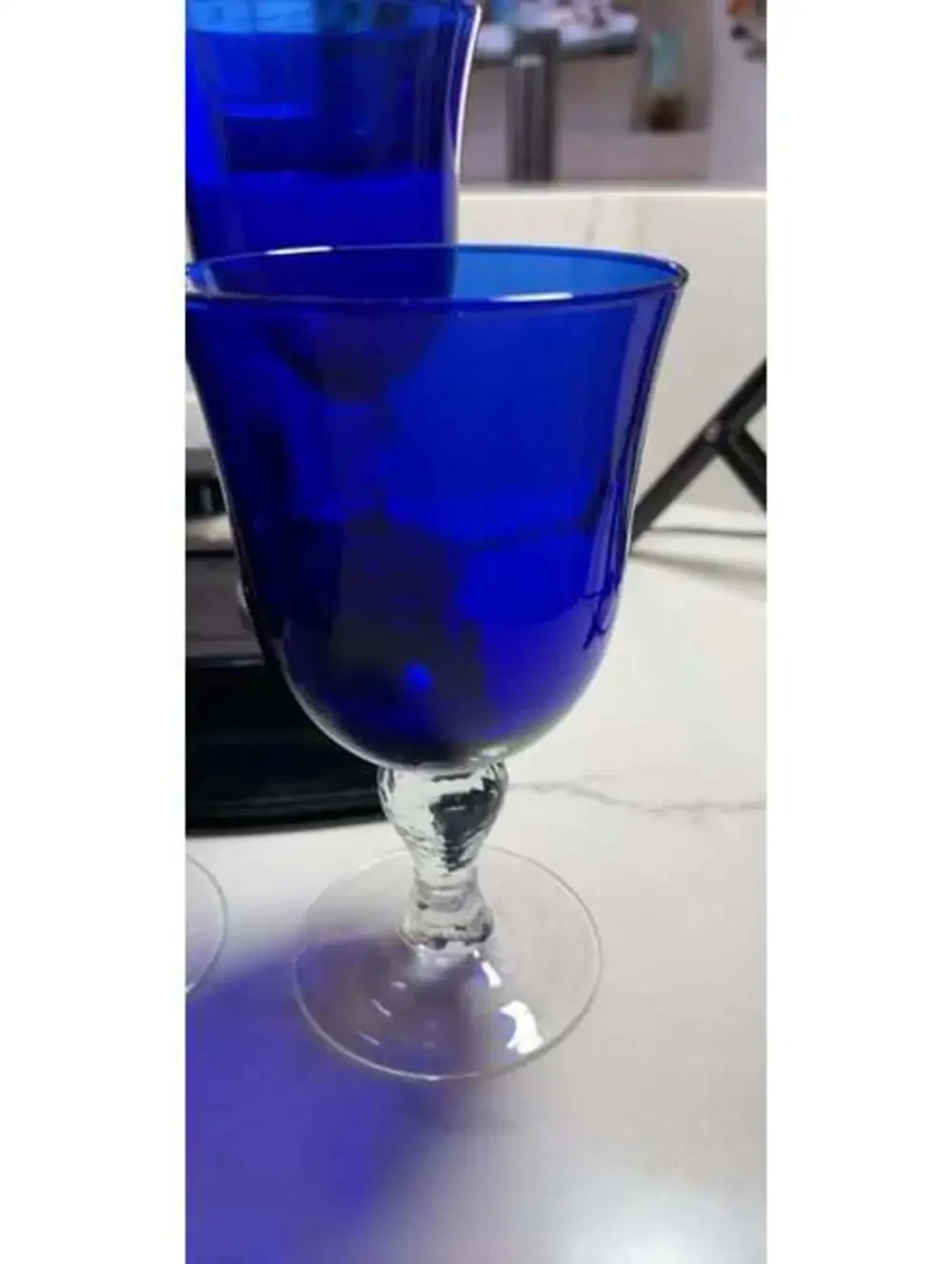 Set of 4 Cobalt Blue Wine Goblets